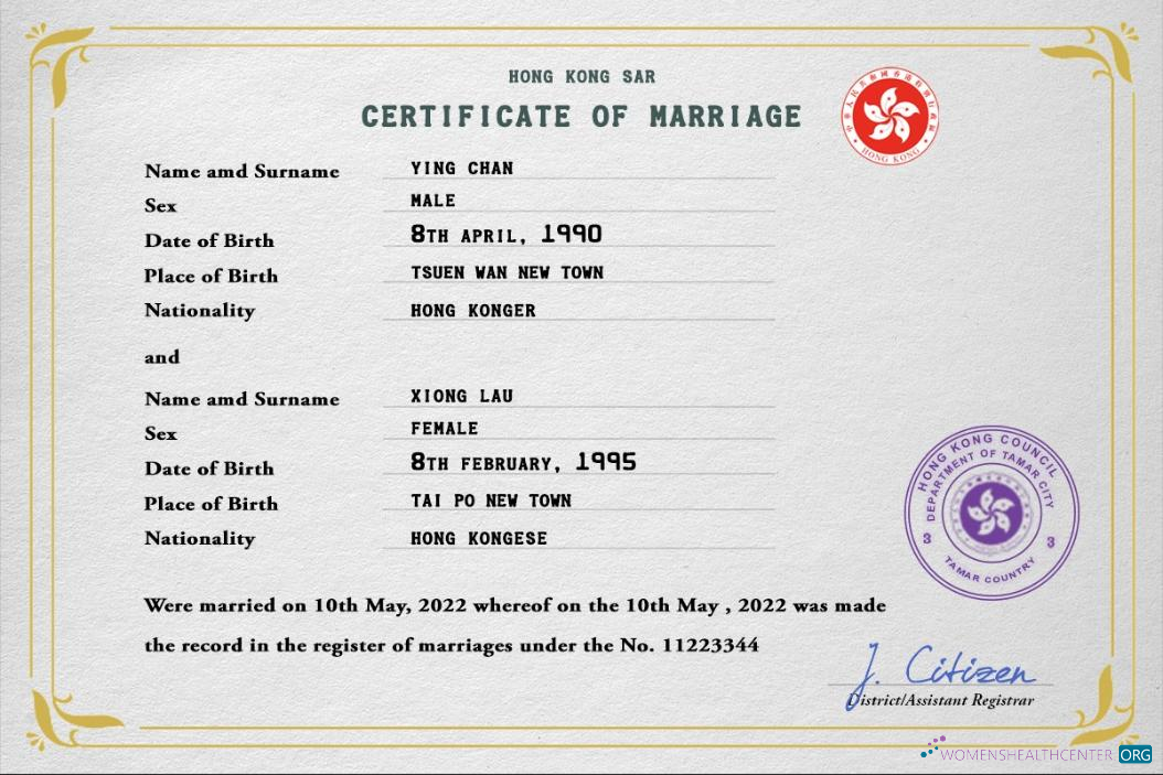 Download Hong Kong marriage certificate PSD template Photoshop template
